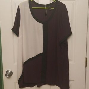 Black purple and white plus size womans blouse top